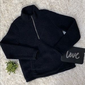 Abercrombie & Fitch 1/2 Zip Sherpa 💗 Black